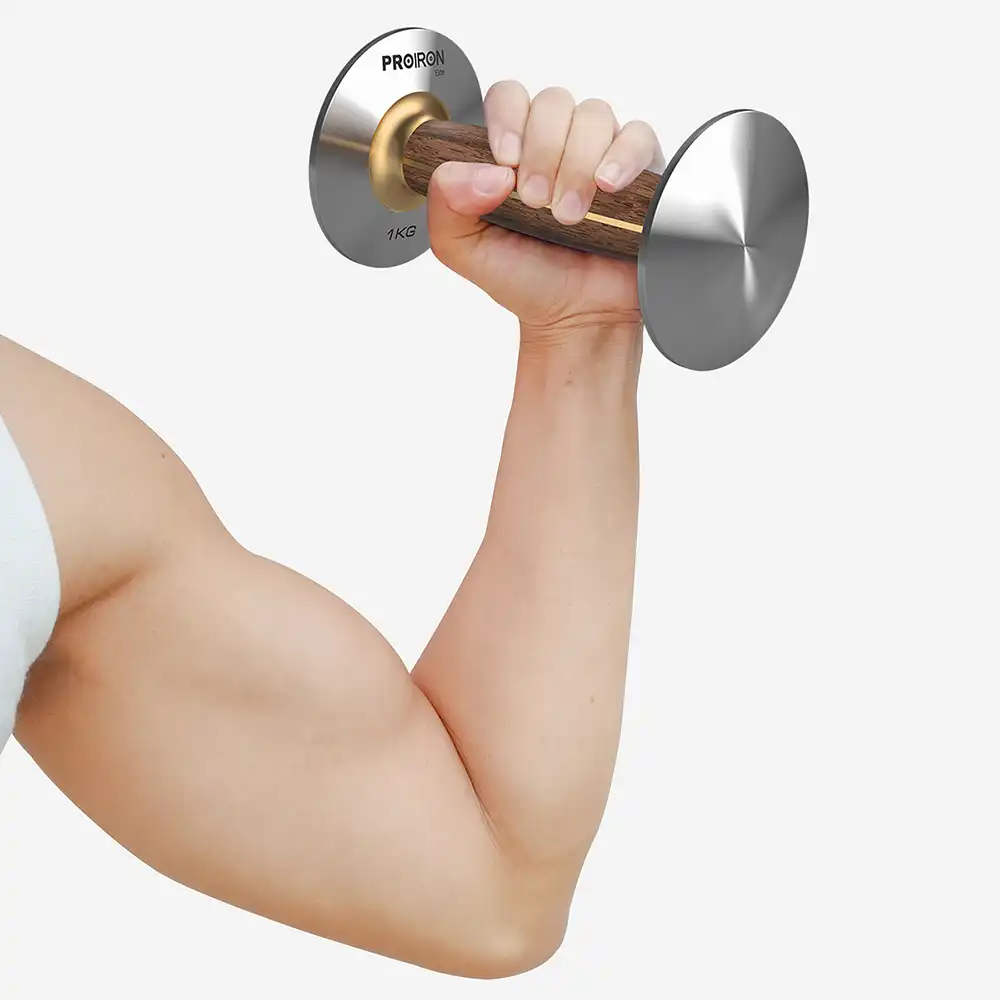 фото Proiron Гантель из нержавеющей стали и орехового дерева 1 кг, арт. Г1010НО в интернет-магазине спортивных товаров МЯЧИКИ