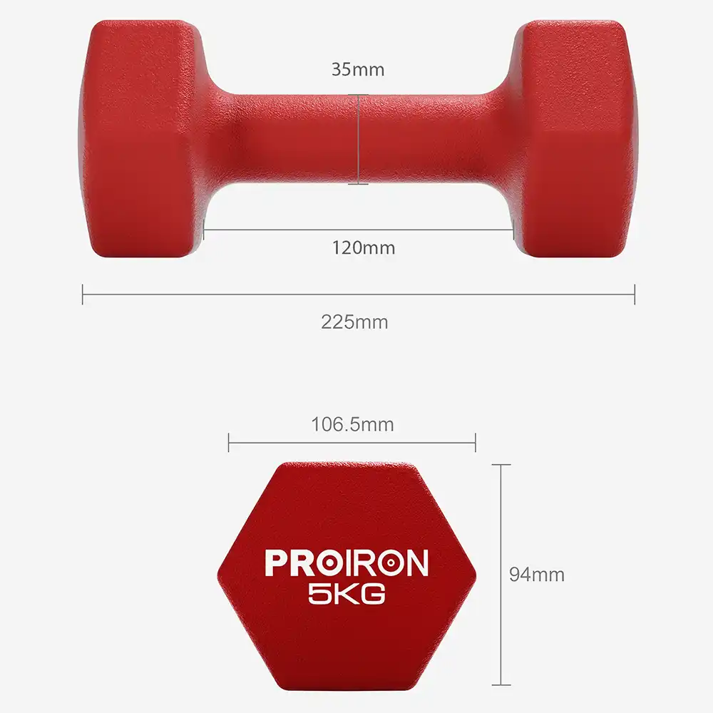 фото Proiron Гантели неопреновые гексагональные 2шт по 5кг, арт. Г2050НГ в интернет-магазине спортивных товаров МЯЧИКИ