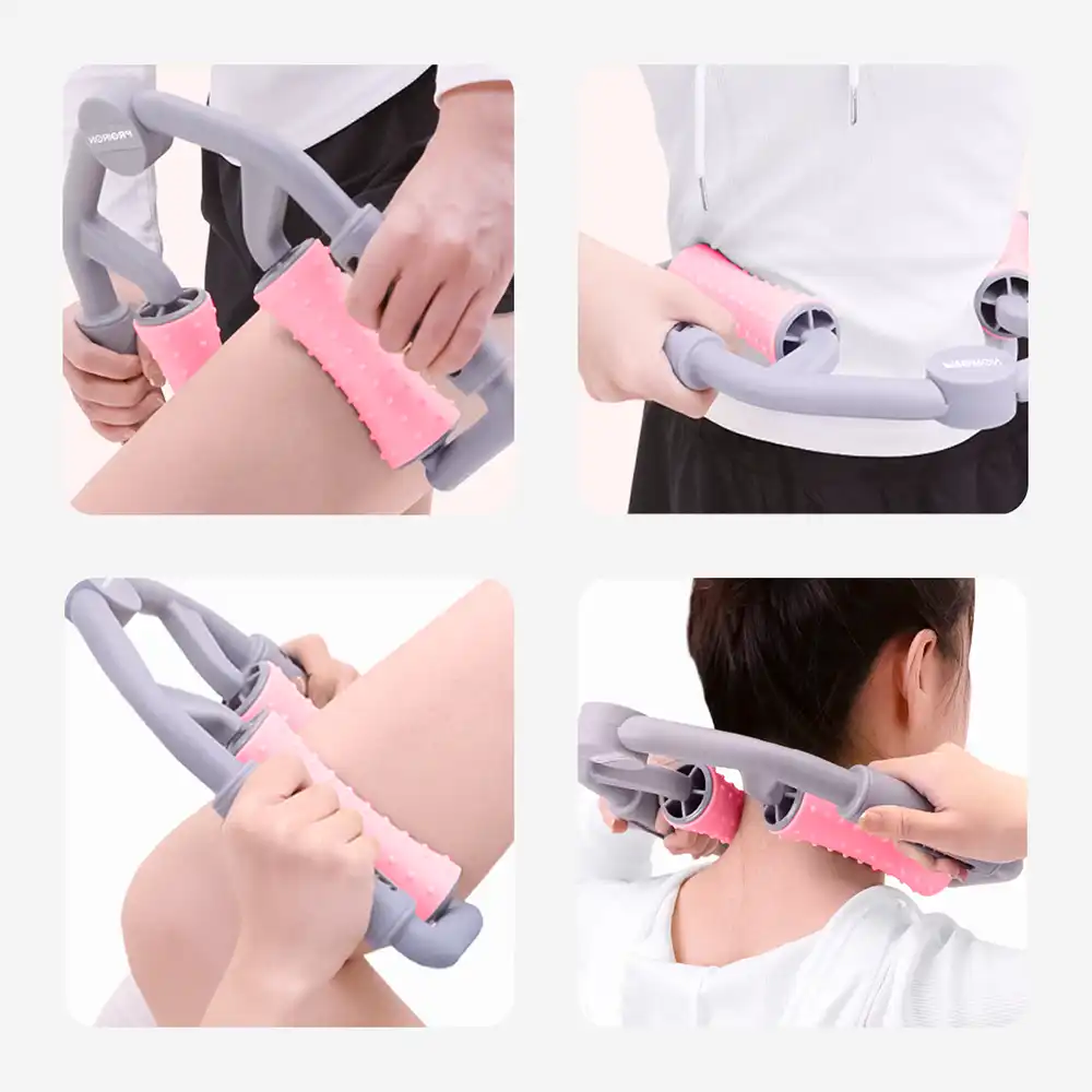 фото Массажер для тела роликовый Proiron, розово-серый, арт. АМК0201 в интернет-магазине спортивных товаров МЯЧИКИ