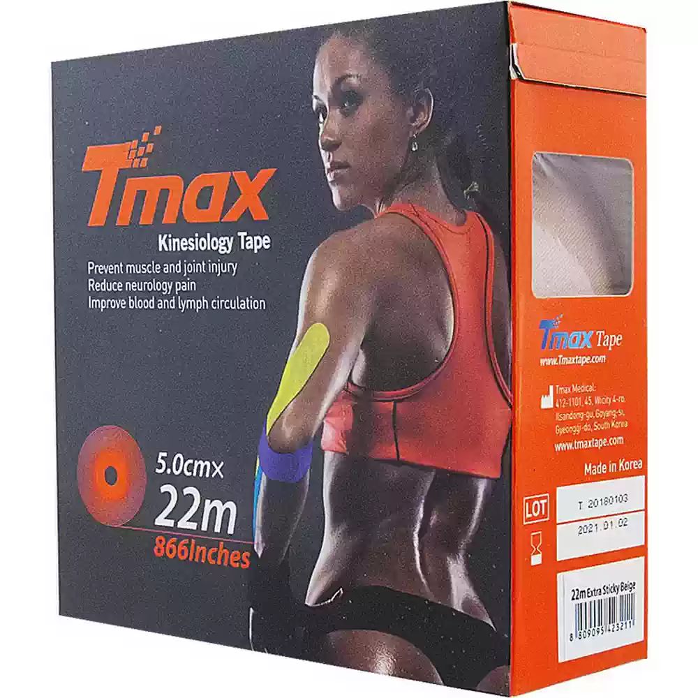 фото Тейп кинезиологический TMAX Extra Sticky, размер 5 см x 22 м, Цвет телесный в интернет-магазине спортивных товаров МЯЧИКИ