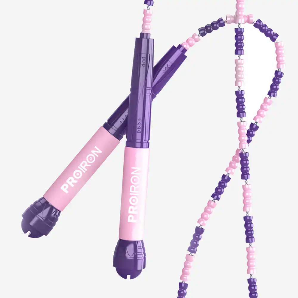фото Скакалка спортивная Proiron Мягкий Бисер, розово-фиолетовая, арт. СС061 в интернет-магазине спортивных товаров МЯЧИКИ