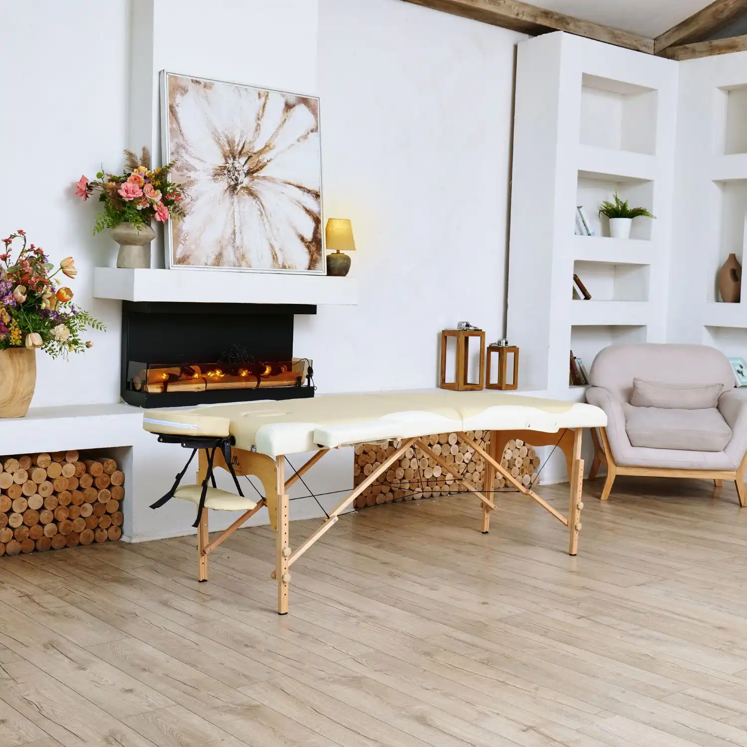 фото Массажный стол DFC NIRVANA Relax, 186 x 70 см, толщина 5 см, бежево-кремовый в интернет-магазине спортивных товаров МЯЧИКИ