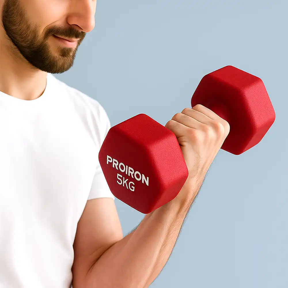 фото Proiron Гантели неопреновые гексагональные 2шт по 5кг, арт. Г2050НГ в интернет-магазине спортивных товаров МЯЧИКИ