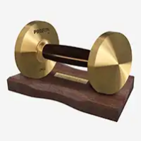 фото Гантель из латуни и черного дерева Proiron 3 кг с подставкой в интернет-магазине спортивных товаров МЯЧИКИ