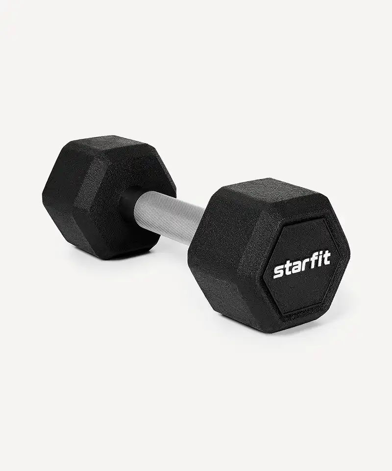 фото Гантель гексагональная Starfit DB-301PRO 6 кг, обрезиненная, черный в интернет-магазине спортивных товаров МЯЧИКИ