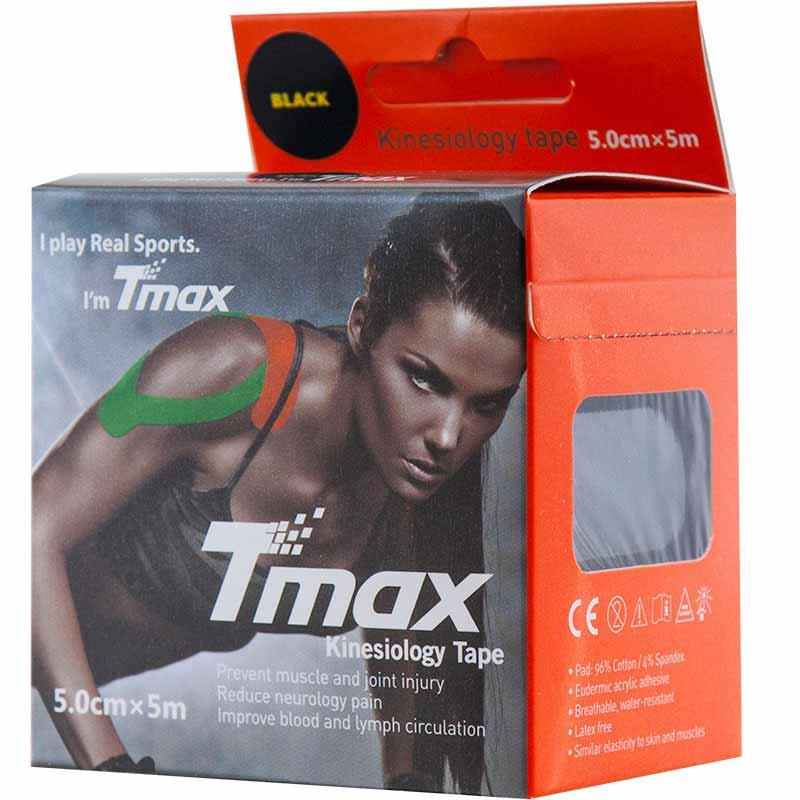фото Кинезио тейп Tmax Extra Sticky Black(5 см x 5 м) в интернет-магазине спортивных товаров МЯЧИКИ