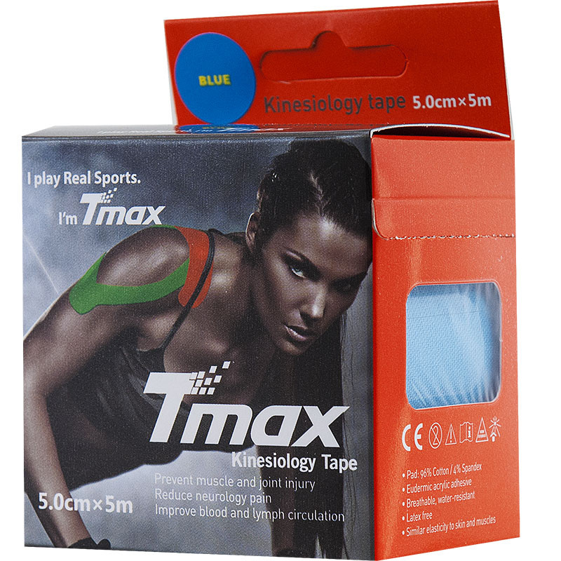 фото Кинезио тейп Tmax Extra Sticky Blue(5 см x 5 м) в интернет-магазине спортивных товаров МЯЧИКИ