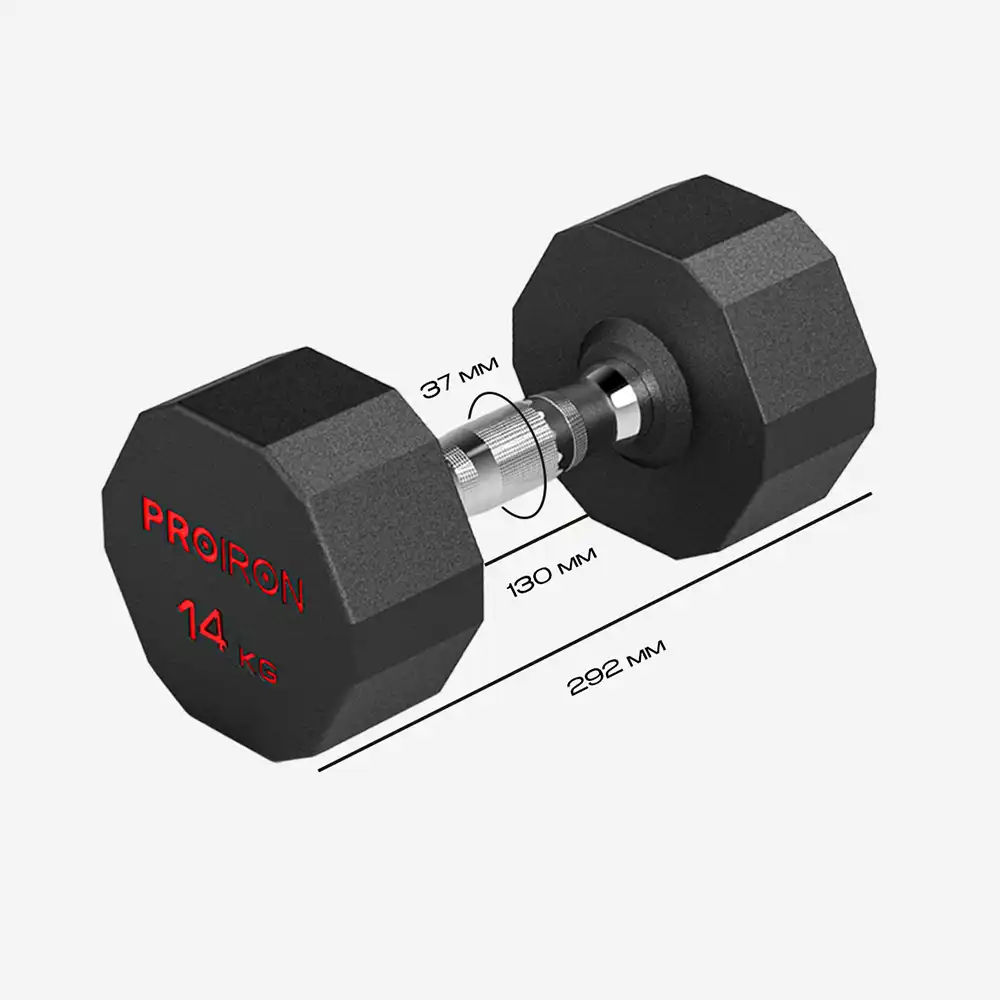 фото Proiron Гантель обрезиненная 1шт 14кг, арт. Г1140ОБР в интернет-магазине спортивных товаров МЯЧИКИ