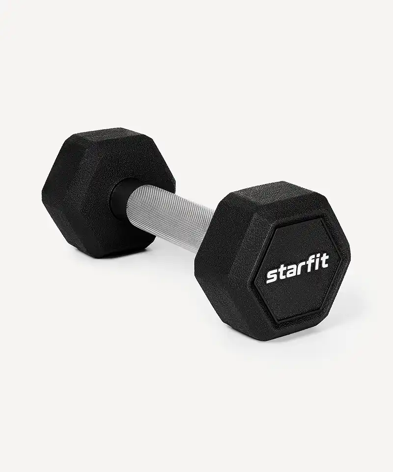фото Гантель гексагональная Starfit DB-301PRO 3 кг, обрезиненная, черный в интернет-магазине спортивных товаров МЯЧИКИ