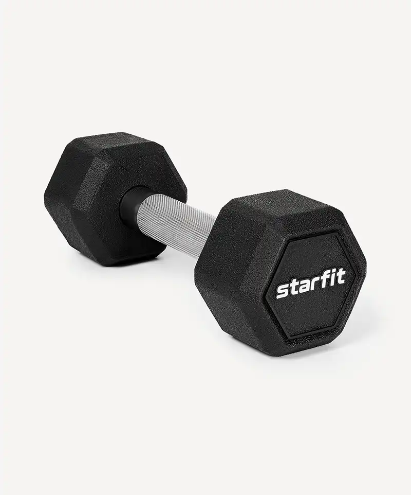фото Гантель гексагональная Starfit DB-301PRO 4 кг, обрезиненная, черный в интернет-магазине спортивных товаров МЯЧИКИ