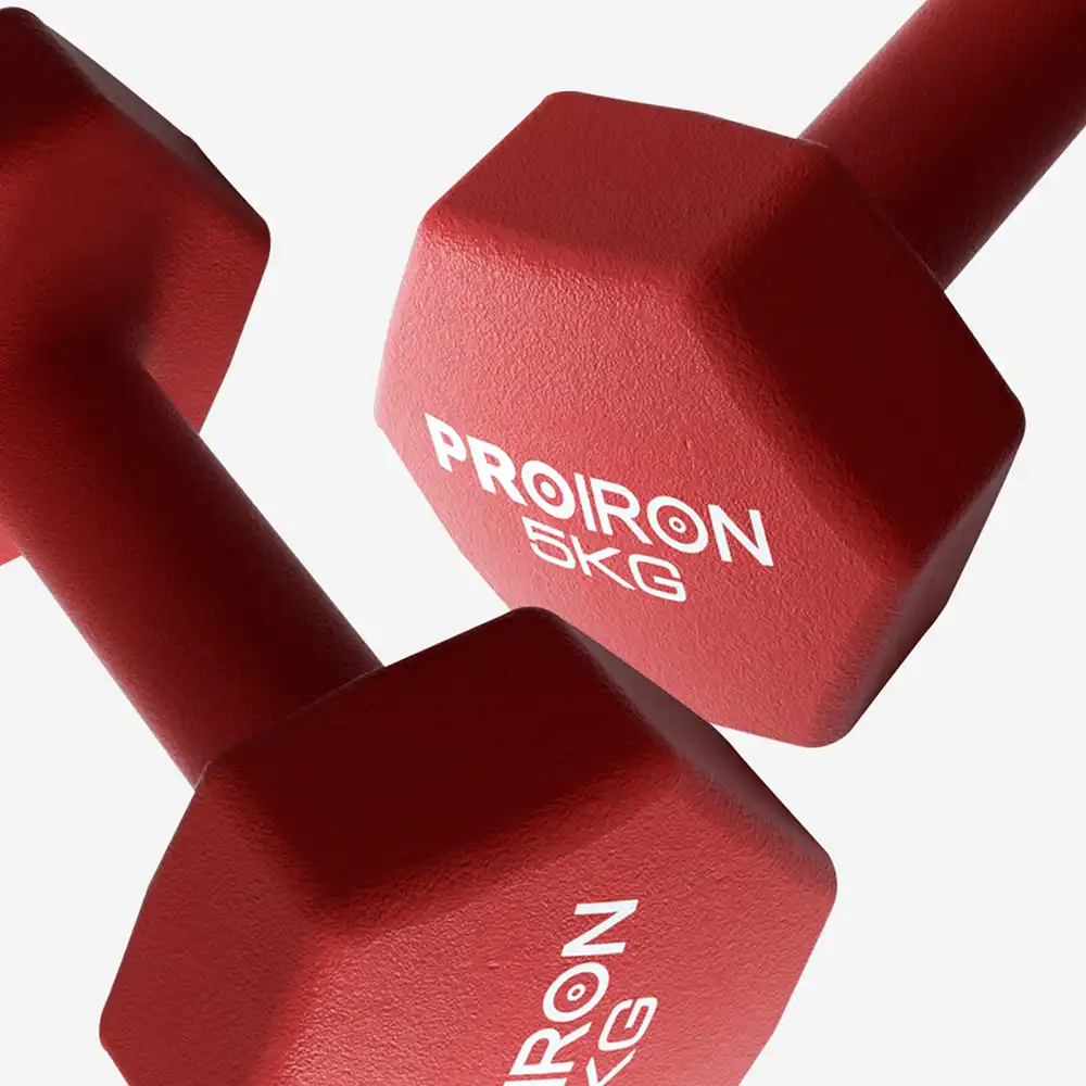 фото Proiron Гантели неопреновые гексагональные 2шт по 5кг, арт. Г2050НГ в интернет-магазине спортивных товаров МЯЧИКИ