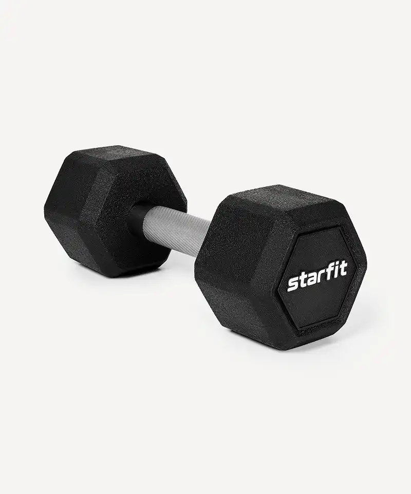 фото Гантель гексагональная Starfit DB-301PRO 8 кг, обрезиненная, черный в интернет-магазине спортивных товаров МЯЧИКИ