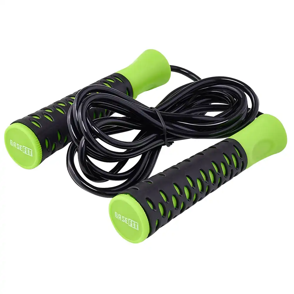 фото Скакалка RP-103 PVC, с нескользящей ручкой, 3,05 м, черный/зеленый в интернет-магазине спортивных товаров МЯЧИКИ
