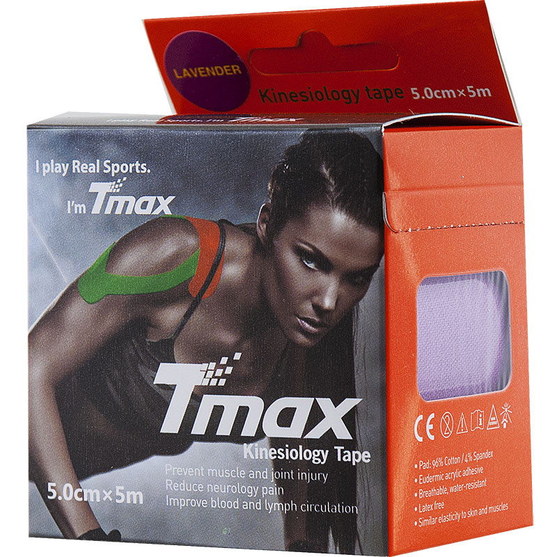 фото Кинезио тейп Tmax Extra Sticky Lavender (5 см x 5 м) в интернет-магазине спортивных товаров МЯЧИКИ
