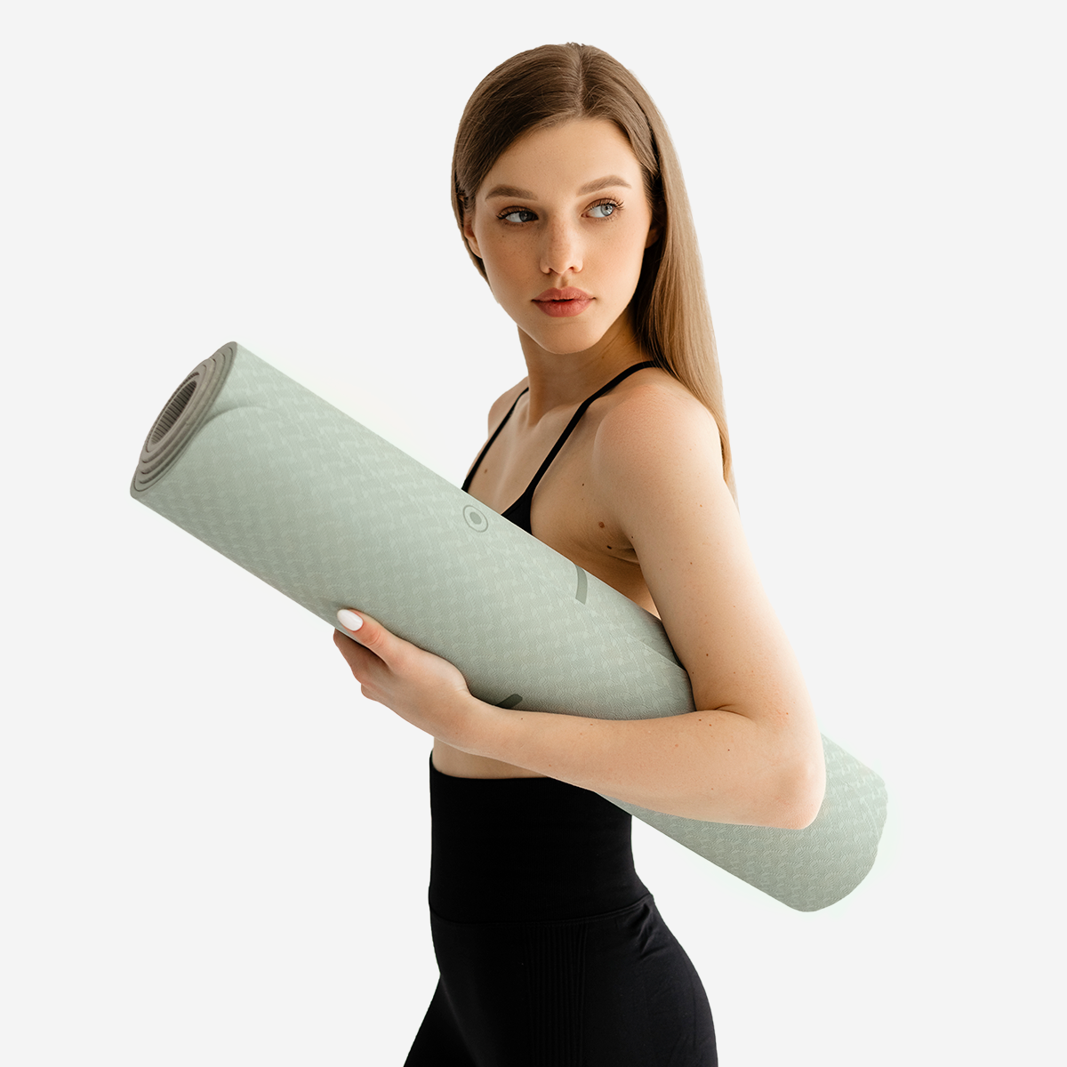 фото Коврик для йоги и фитнеса Proiron  1830*800*7мм TPE, серо-зеленый в интернет-магазине спортивных товаров МЯЧИКИ