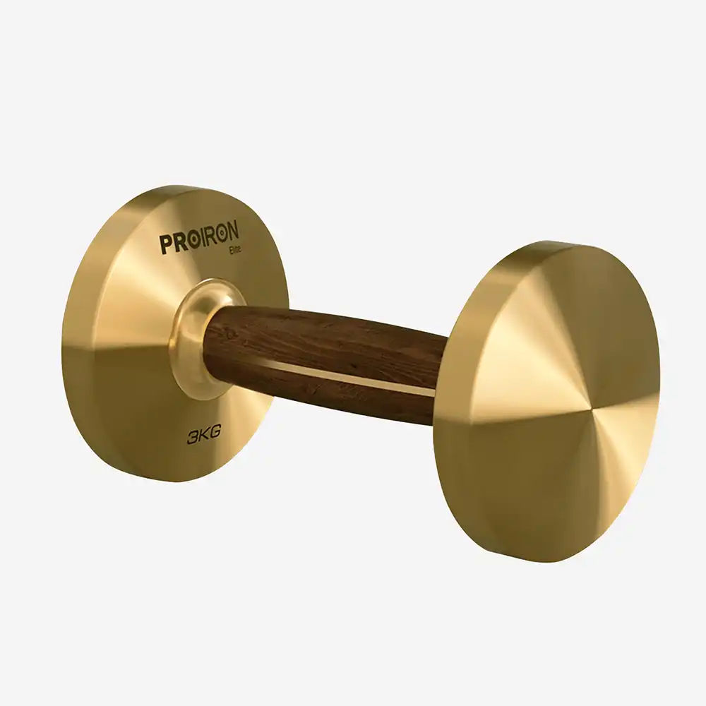 фото Proiron Гантель из латуни и орехового дерева 3 кг  с подставкой, арт. Г1030ЛО в интернет-магазине спортивных товаров МЯЧИКИ