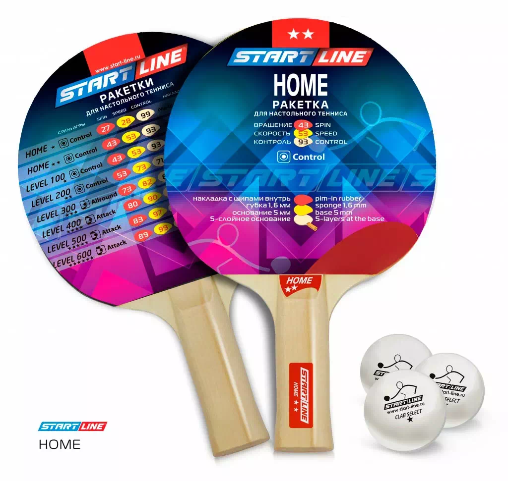фото Набор для настольного тенниса Start Line Home** с сеткой в интернет-магазине спортивных товаров МЯЧИКИ