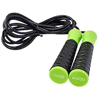 фото Скакалка RP-103 PVC, с нескользящей ручкой, 3,05 м, черный/зеленый в интернет-магазине спортивных товаров МЯЧИКИ