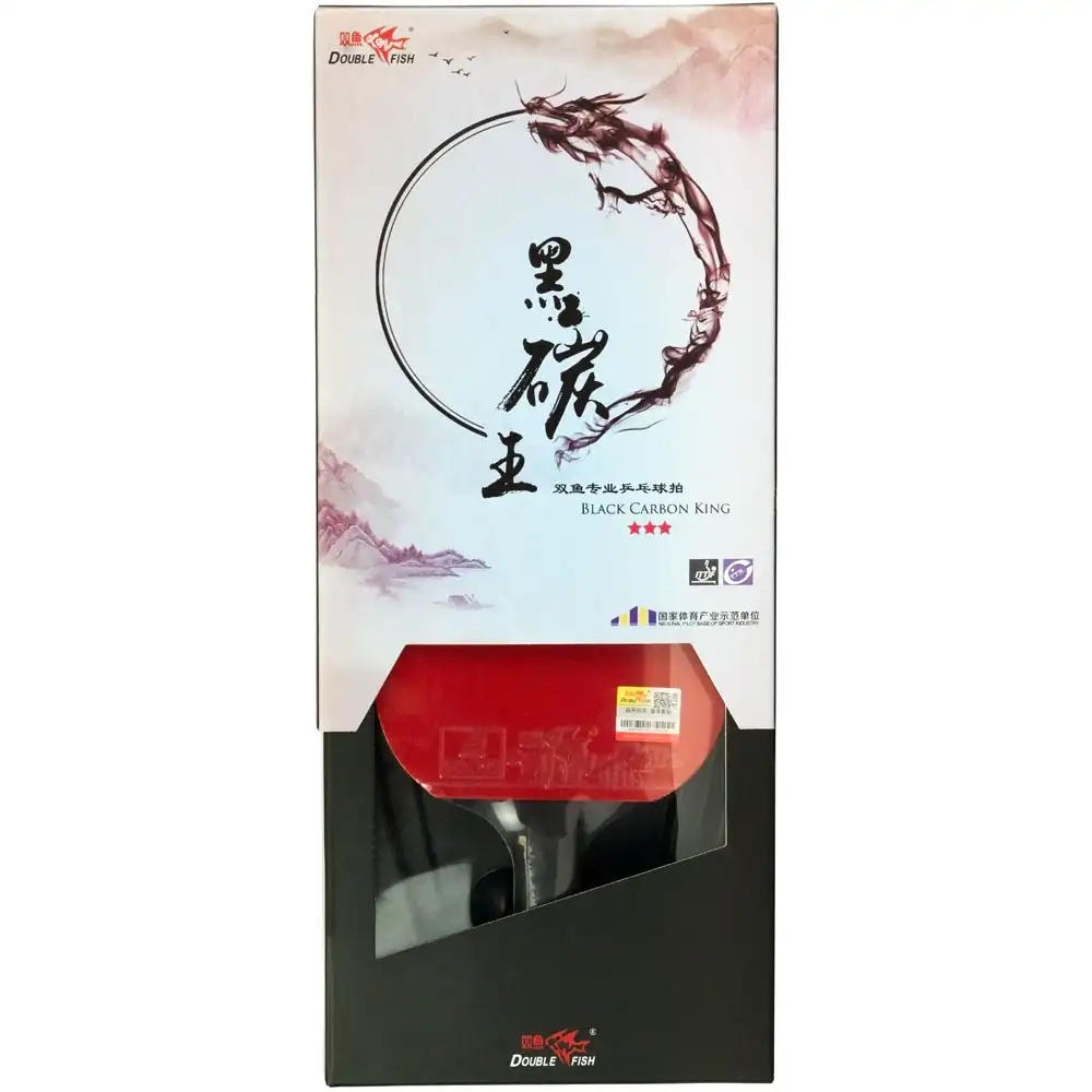 фото Ракетка для настольного тенниса Double Fish Black Carbon King Racket 3***, профессиональная, ITTF Ap в интернет-магазине спортивных товаров МЯЧИКИ