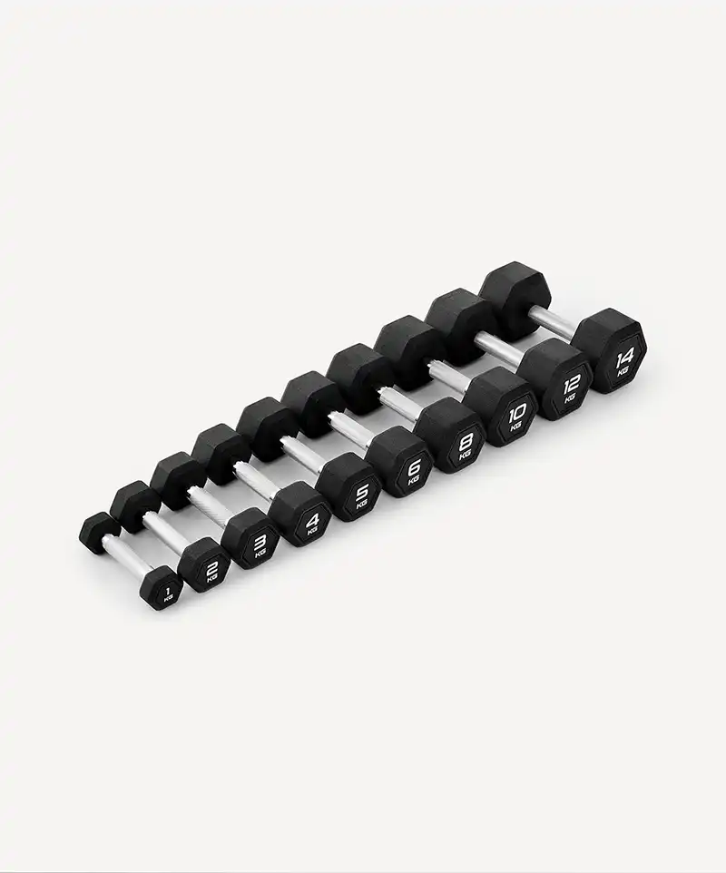 фото Гантель гексагональная Starfit DB-301PRO 12 кг, обрезиненная, черный в интернет-магазине спортивных товаров МЯЧИКИ