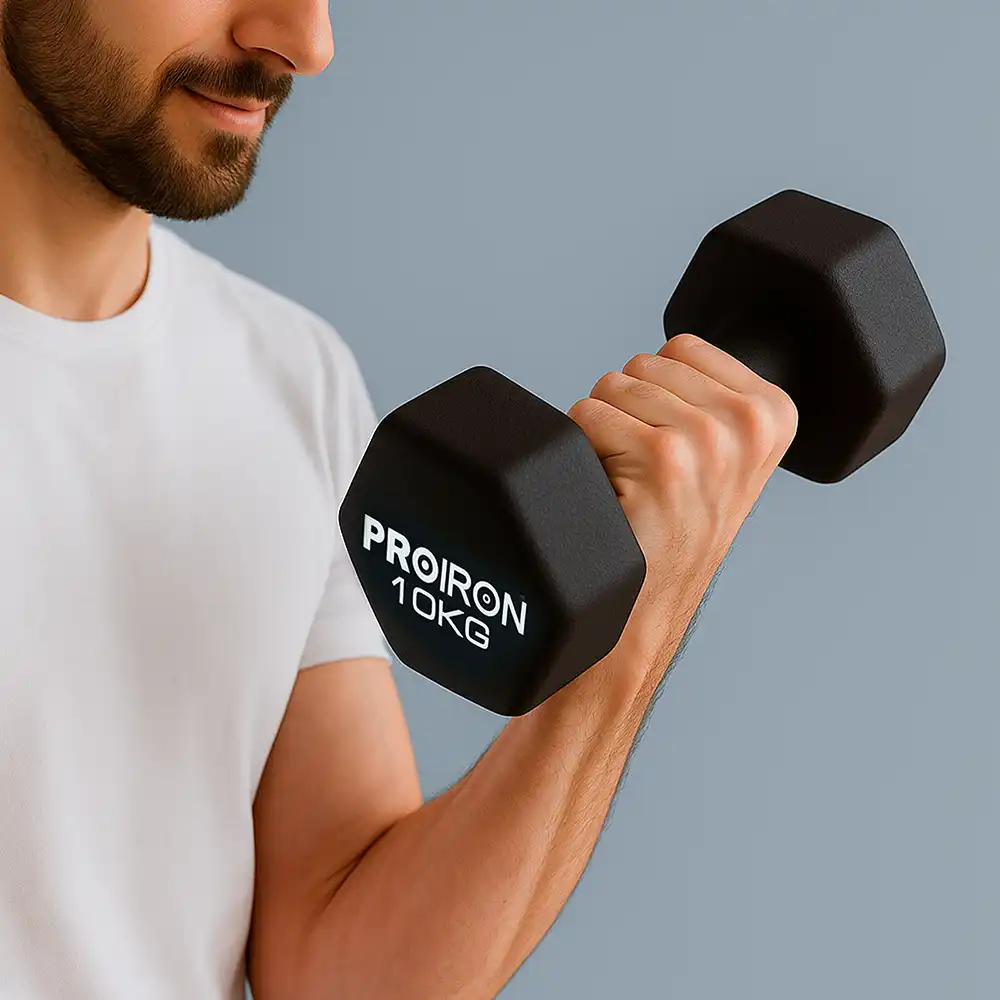 фото Proiron Гантели неопреновые гексагональные 2шт по 10кг, арт. Г2100НГ в интернет-магазине спортивных товаров МЯЧИКИ