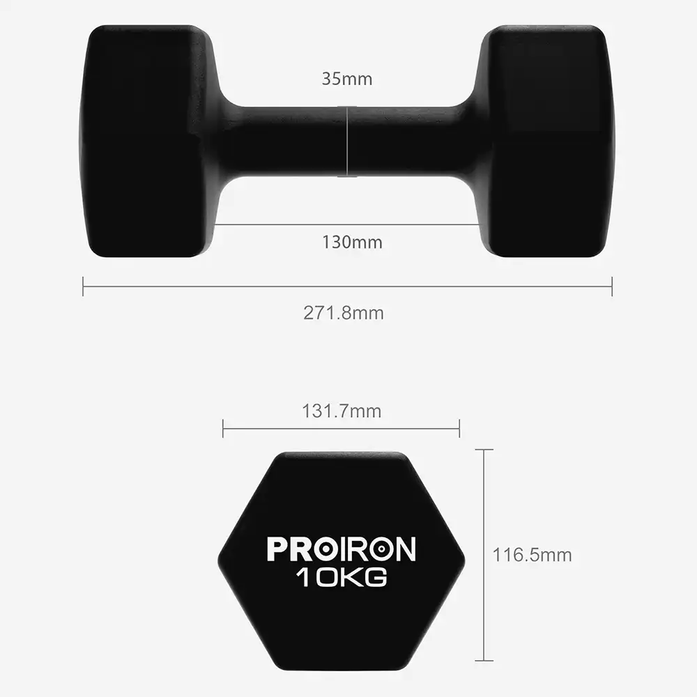 фото Proiron Гантели неопреновые гексагональные 2шт по 10кг, арт. Г2100НГ в интернет-магазине спортивных товаров МЯЧИКИ