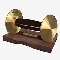 фото Гантель из латуни и черного дереваProiron 1 кг с подставкой в интернет-магазине спортивных товаров МЯЧИКИ
