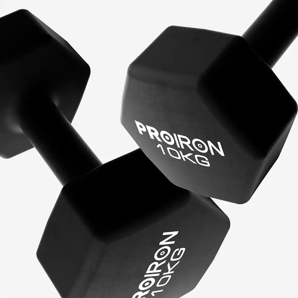 фото Proiron Гантели неопреновые гексагональные 2шт по 10кг, арт. Г2100НГ в интернет-магазине спортивных товаров МЯЧИКИ