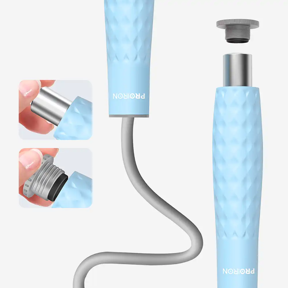 фото Скакалка с утяжелителем Proiron, D=7 мм,  синяя, арт. СУ022 в интернет-магазине спортивных товаров МЯЧИКИ