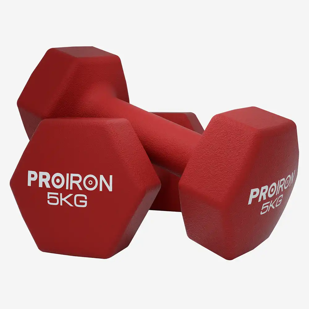 фото Proiron Гантели неопреновые гексагональные 2шт по 5кг, арт. Г2050НГ в интернет-магазине спортивных товаров МЯЧИКИ