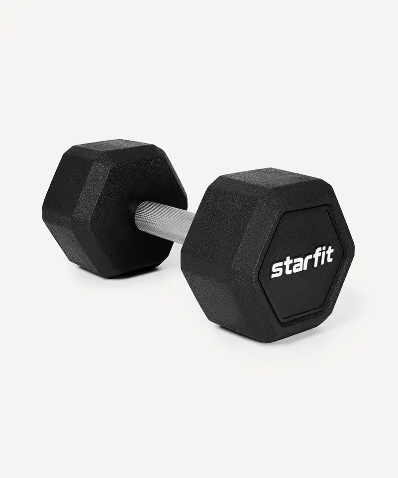 фото Гантель гексагональная Starfit DB-301PRO 14 кг, обрезиненная, черный в интернет-магазине спортивных товаров МЯЧИКИ