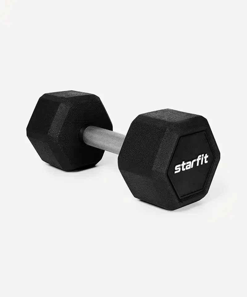 фото Гантель гексагональная Starfit DB-301PRO 12 кг, обрезиненная, черный в интернет-магазине спортивных товаров МЯЧИКИ