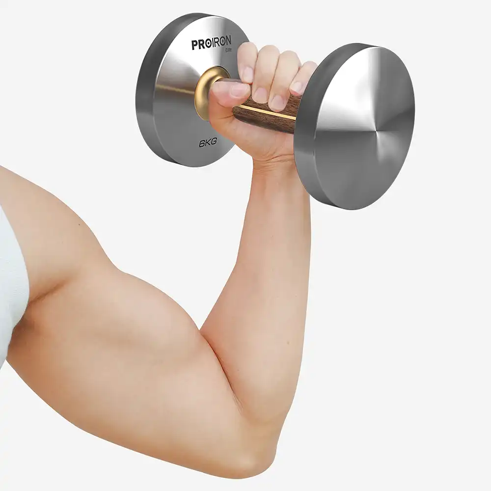 фото Гантель из нержавеющей стали и орехового дерева 6 кг, арт. Г1060НО в интернет-магазине спортивных товаров МЯЧИКИ