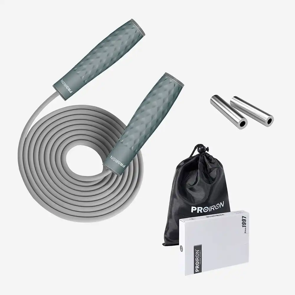 фото Скакалка с утяжелителем Proiron, D=7 мм,  серая, арт. СУ023 в интернет-магазине спортивных товаров МЯЧИКИ