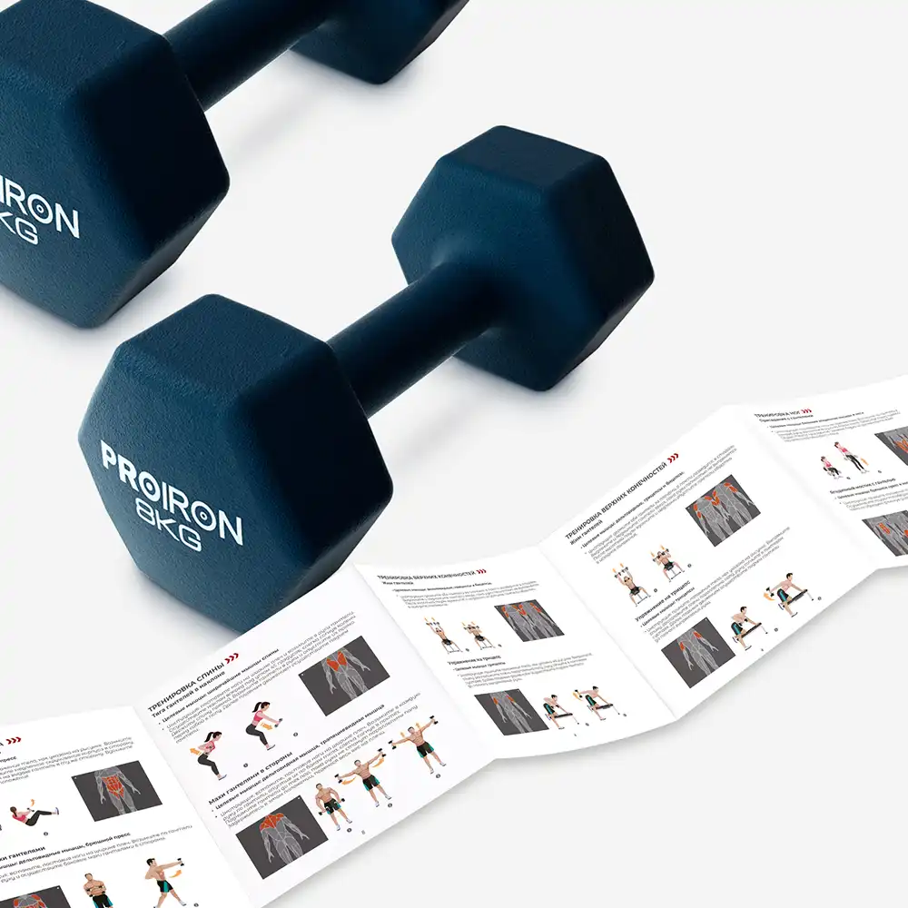 фото Proiron Гантели неопреновые гексагональные 2шт по 8кг, арт. Г2080НГ в интернет-магазине спортивных товаров МЯЧИКИ