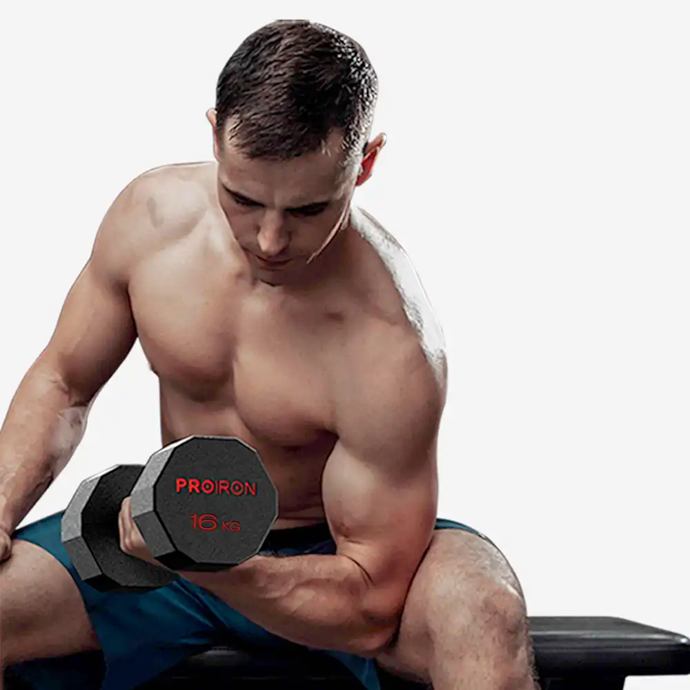 фото Proiron Гантель обрезиненная 1шт 16кг, арт. Г1160ОБР в интернет-магазине спортивных товаров МЯЧИКИ