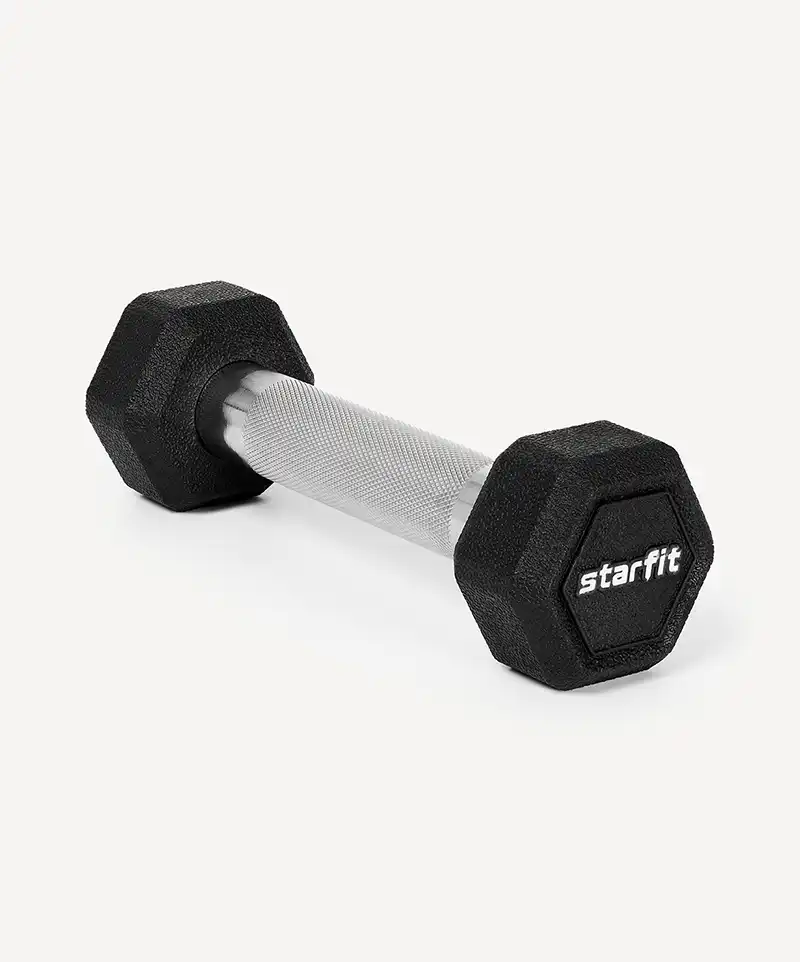 фото Гантель гексагональная Starfit DB-301PRO 1 кг, обрезиненная, черный в интернет-магазине спортивных товаров МЯЧИКИ