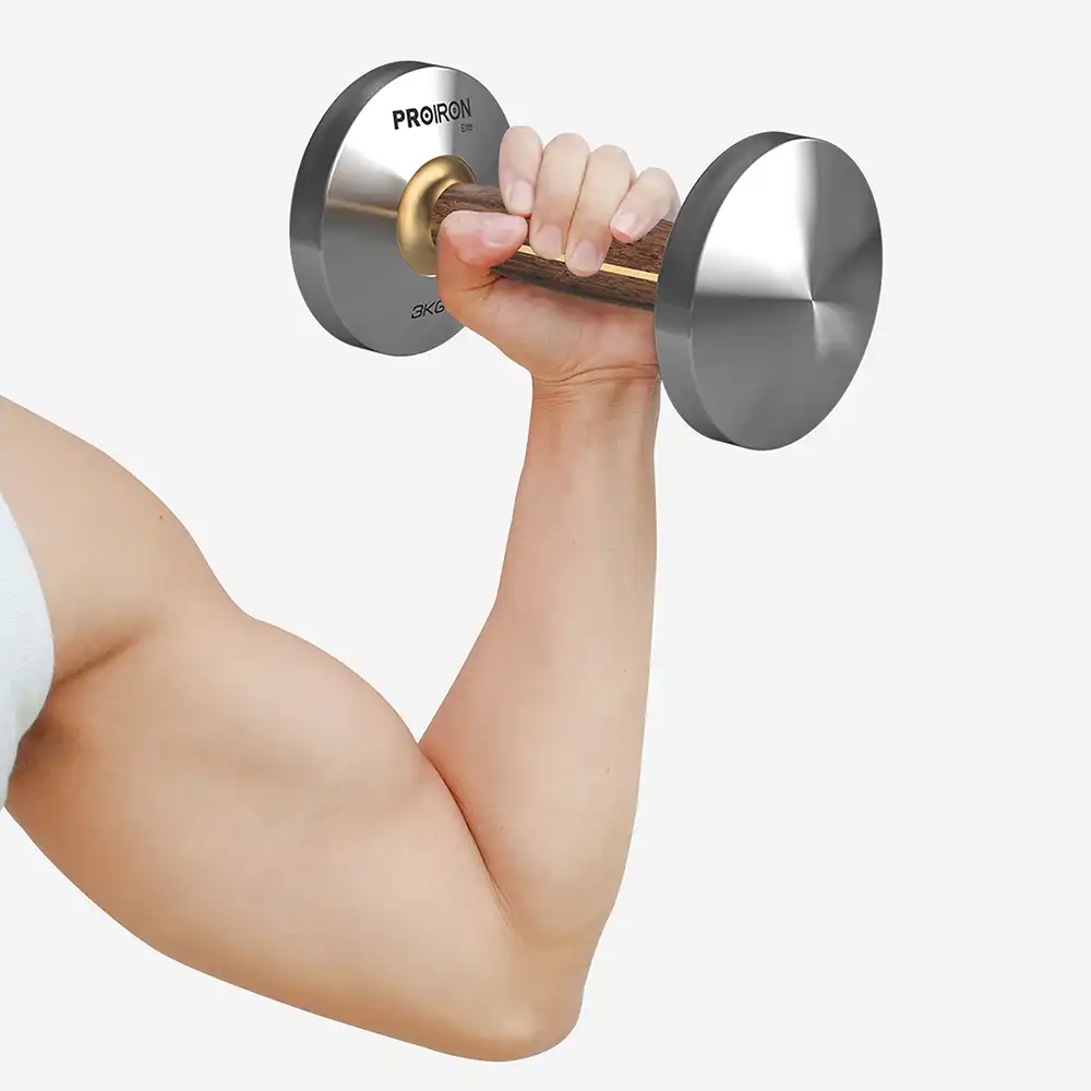 фото Proiron Гантель из нержавеющей стали и орехового дерева 3 кг, арт. Г1030НО в интернет-магазине спортивных товаров МЯЧИКИ