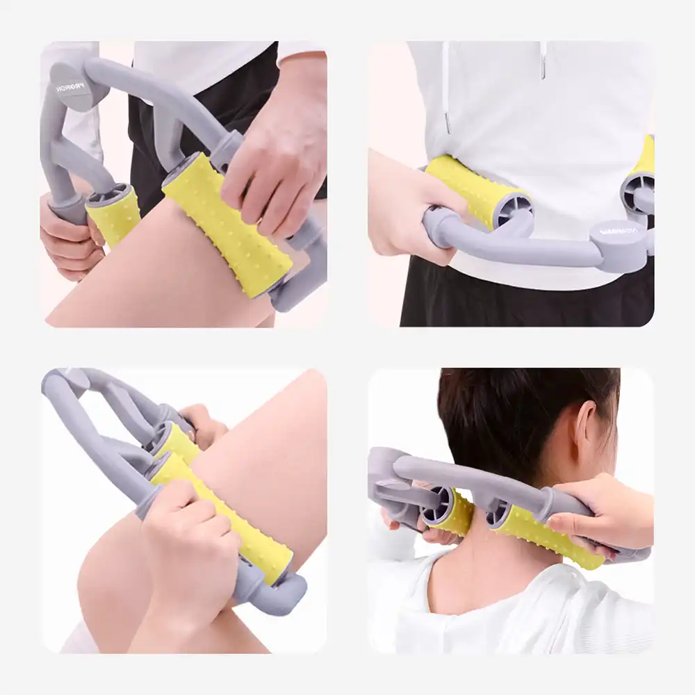 фото Массажер для тела роликовый Proiron, желто-серый, арт. АМК0202 в интернет-магазине спортивных товаров МЯЧИКИ