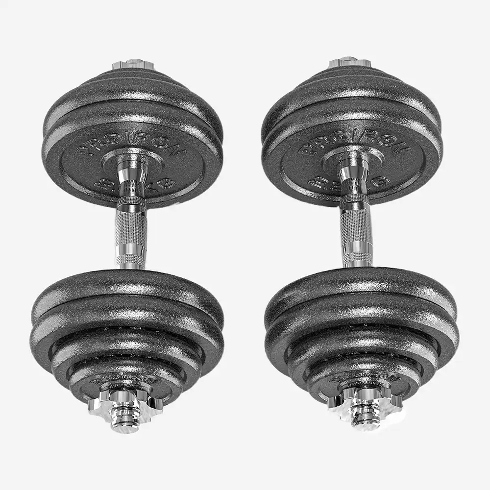 фото  Proiron Гантели разборные из чугуна с грифом 2шт по 15кг, арт. Г2150Ч в интернет-магазине спортивных товаров МЯЧИКИ