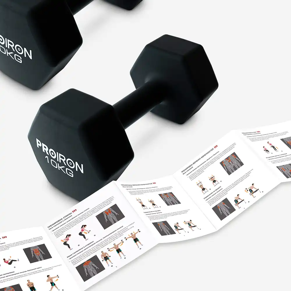 фото Proiron Гантели неопреновые гексагональные 2шт по 10кг, арт. Г2100НГ в интернет-магазине спортивных товаров МЯЧИКИ