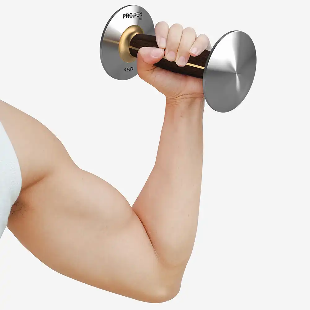 фото Proiron Гантель из нержавеющей стали и черного дерева 1 кг, арт. Г1010НЧ в интернет-магазине спортивных товаров МЯЧИКИ