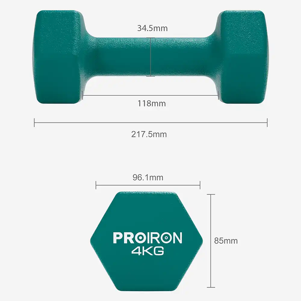 фото Proiron Гантели неопреновые гексагональные 2шт по 4кг, арт. Г2040НГ в интернет-магазине спортивных товаров МЯЧИКИ