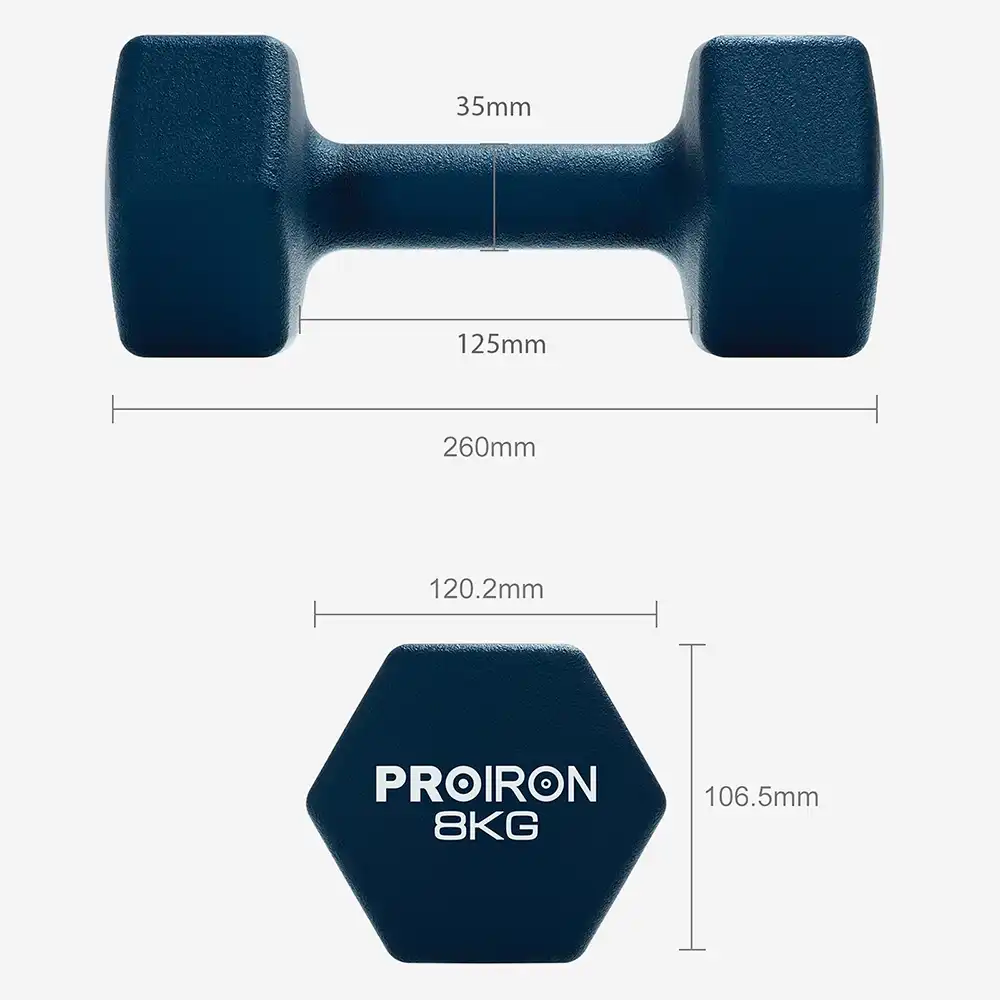 фото Proiron Гантели неопреновые гексагональные 2шт по 8кг, арт. Г2080НГ в интернет-магазине спортивных товаров МЯЧИКИ