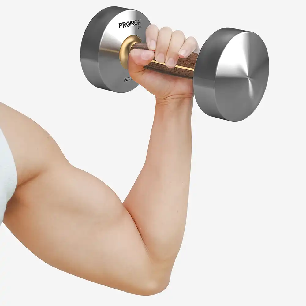 фото Гантель из нержавеющей стали и орехового дерева 5 кг, арт. Г1050НО в интернет-магазине спортивных товаров МЯЧИКИ