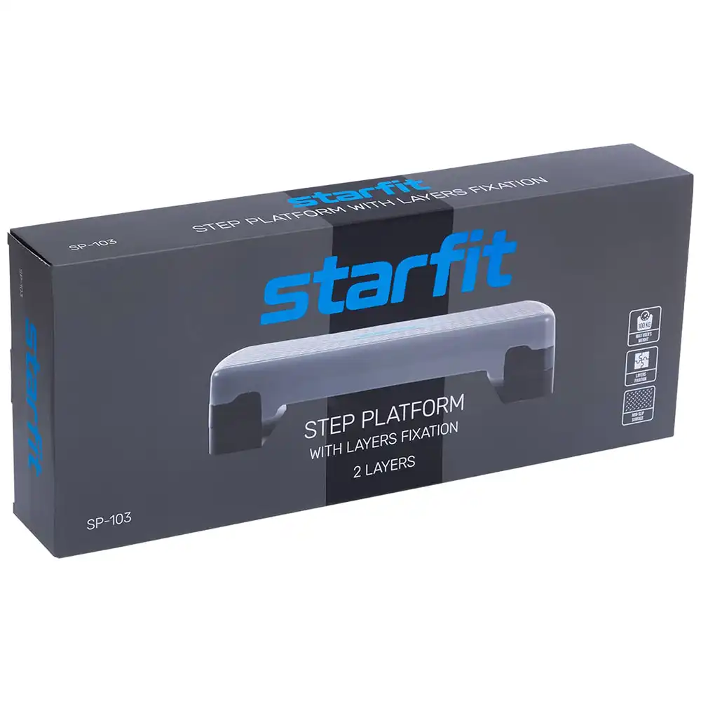фото Степ-платформа фиксирующаяся SP-103 67,5х28,5х15 см, 2-х уровневая в интернет-магазине спортивных товаров МЯЧИКИ