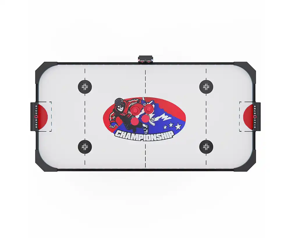 фото Игровой стол – аэрохоккей с подсветкой DFC Championship 53" 135 х 65 см, складной, белый в интернет-магазине спортивных товаров МЯЧИКИ