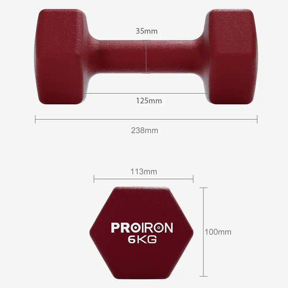фото Proiron Гантели неопреновые гексагональные 2шт по 6кг, арт. Г2060НГ в интернет-магазине спортивных товаров МЯЧИКИ
