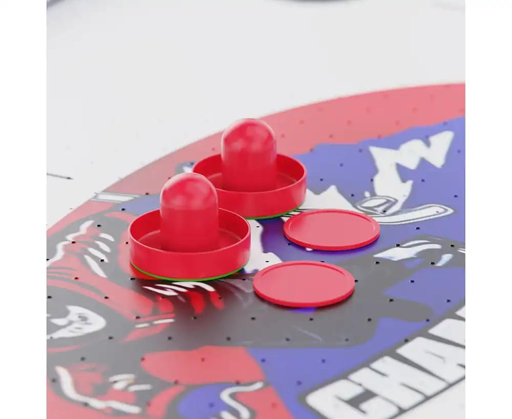 фото Игровой стол – аэрохоккей с подсветкой DFC Championship 53" 135 х 65 см, складной, белый в интернет-магазине спортивных товаров МЯЧИКИ